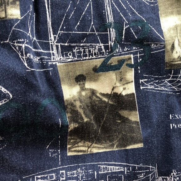 Starts & Stripes Mens Shirt Size XL Long Sleeve Button-Up Nautical Print Retro - Picture 14 of 16